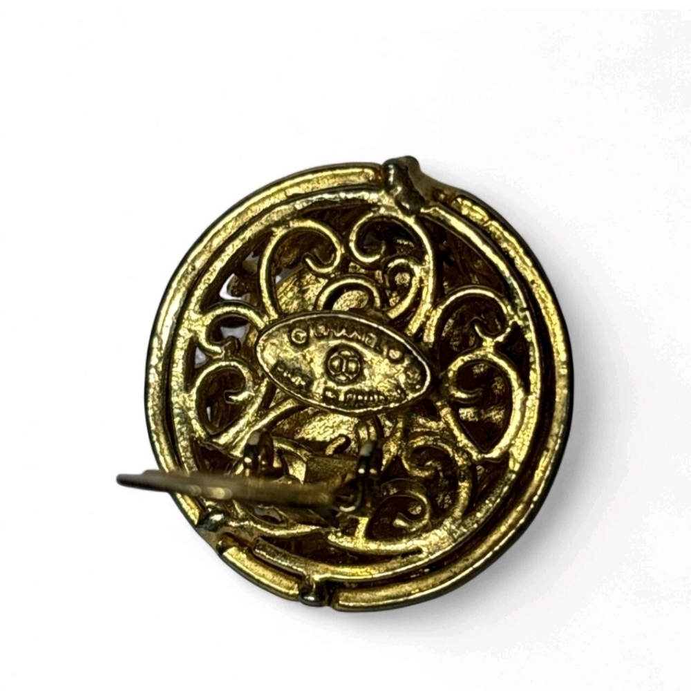 Chanel 24k Gold Plated Rubcamell Murano Clip-On Earrings Full Inclusion & COA - Picture 8 of 11